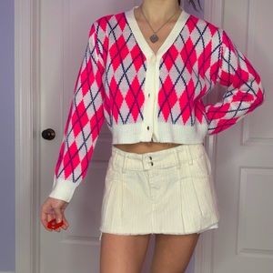 vintage Y2K argyle cardigan